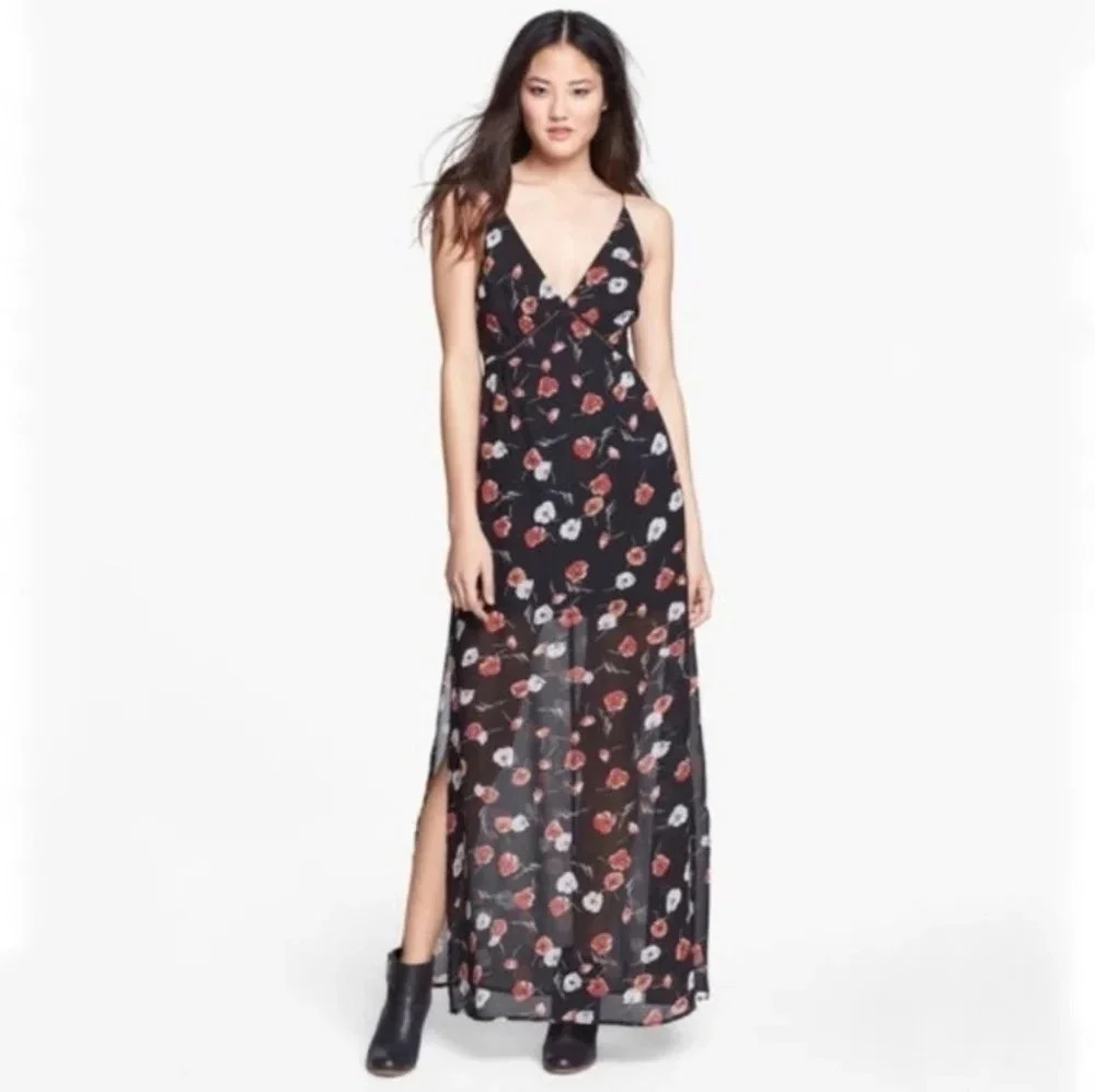 Like Mynded Poppy Floral Maxi Dress Boho Whimsigoth Goth Hippie S